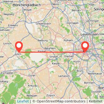 Köln Jülich Mitfahrgelegenheit Karte