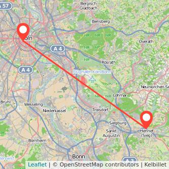 Köln Hennef Mitfahrgelegenheit Karte