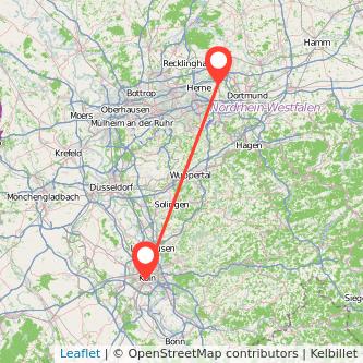 Köln Castrop-Rauxel Mitfahrgelegenheit Karte