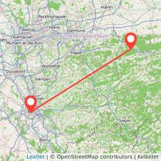 Köln Arnsberg Mitfahrgelegenheit Karte