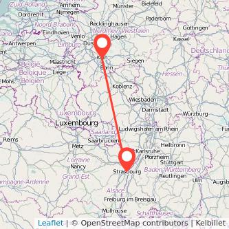 Mapa del viaje Colonia Estrasburgo en tren