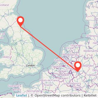 Cologne Newcastle upon Tyne train map