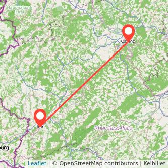 Koblenz Trier Mitfahrgelegenheit Karte