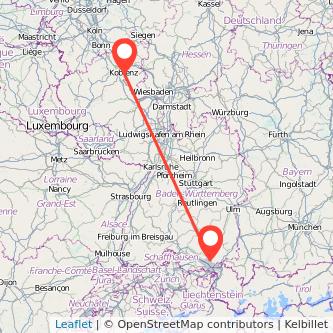 Koblenz Friedrichshafen Mitfahrgelegenheit Karte