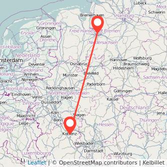 Koblenz Bremen Mitfahrgelegenheit Karte