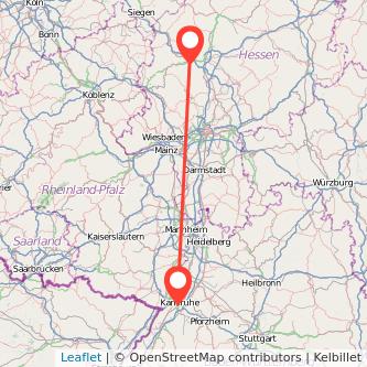 Karlsruhe Wetzlar Mitfahrgelegenheit Karte