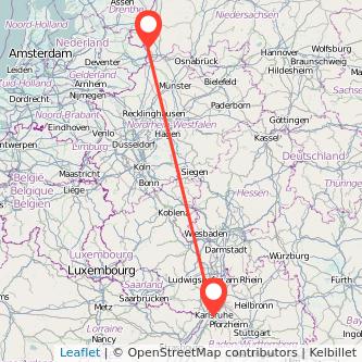 Karlsruhe Nordhorn Mitfahrgelegenheit Karte