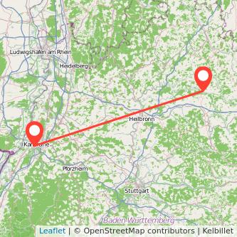 Karlsruhe Künzelsau Mitfahrgelegenheit Karte