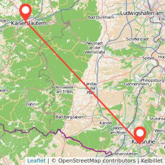 Karlsruhe Kaiserslautern Mitfahrgelegenheit Karte