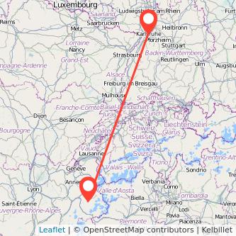 Karlsruhe Moûtiers Salins Bahn Karte