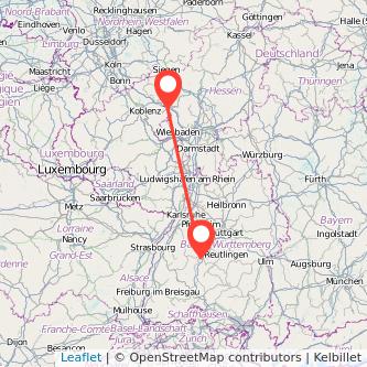 Horb am Neckar Limburg Bahn Karte