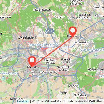 Hofheim am Taunus Mainz Mitfahrgelegenheit Karte