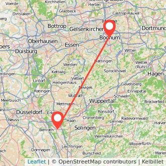 Hilden Bochum Mitfahrgelegenheit Karte