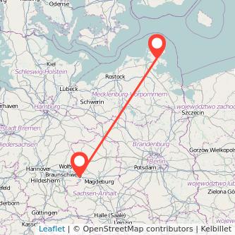 Helmstedt Bergen auf Rügen Bahn Karte