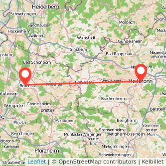 Heilbronn Bruchsal Mitfahrgelegenheit Karte