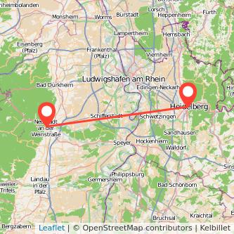 Heidelberg Neustadt an der Weinstraße Mitfahrgelegenheit Karte