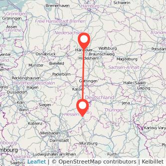 Hannover Fulda Mitfahrgelegenheit Karte