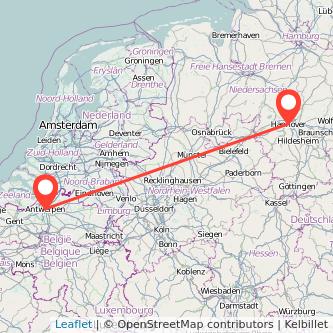 Hannover Antwerpen Mitfahrgelegenheit Karte