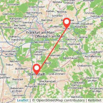Hanau Darmstadt Mitfahrgelegenheit Karte