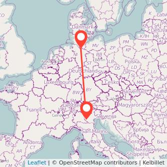 Hamburg Verona train map