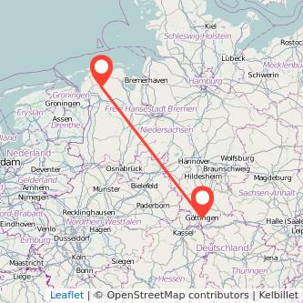 Göttingen Aurich Mitfahrgelegenheit Karte