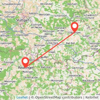 Göppingen Reutlingen Bahn Karte