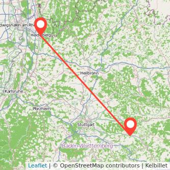 Göppingen Heidelberg Mitfahrgelegenheit Karte