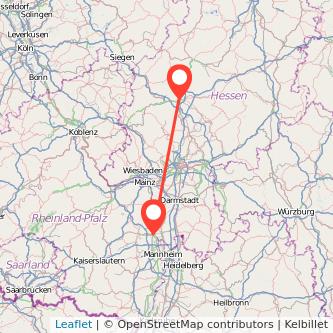 Gießen Worms Bahn Karte