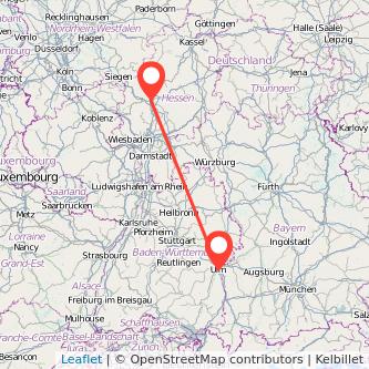 Gießen Ulm Mitfahrgelegenheit Karte