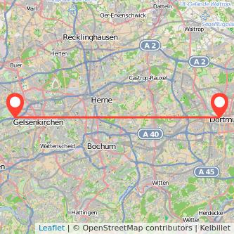 Gelsenkirchen Dortmund Mitfahrgelegenheit Karte