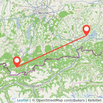 Garmisch-Partenkirchen Prien am Chiemsee Bahn Karte