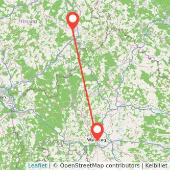 Fulda Würzburg Mitfahrgelegenheit Karte