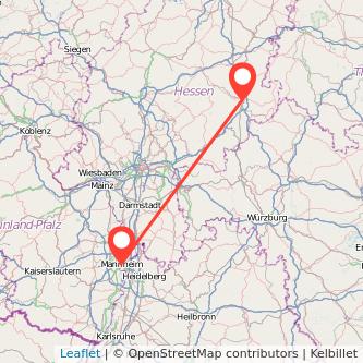 Fulda Mannheim Mitfahrgelegenheit Karte
