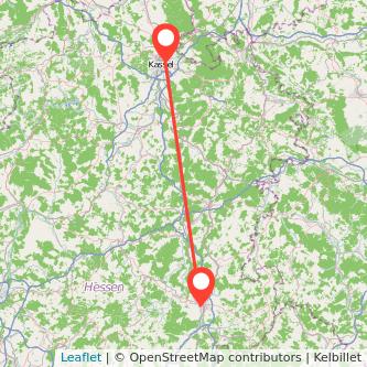 Fulda Kassel Mitfahrgelegenheit Karte
