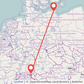 Friedrichshafen Bergen auf Rügen Bahn Karte