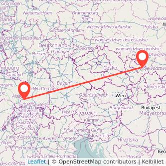 Freiburg im Breisgau Ostrava Bahn Karte