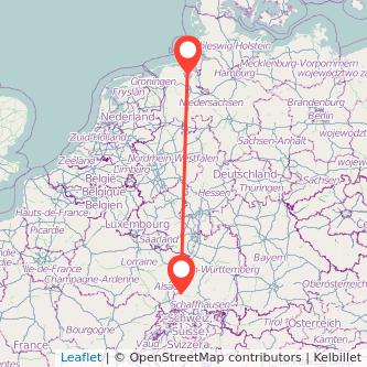 Freiburg im Breisgau Wilhelmshaven Mitfahrgelegenheit Karte