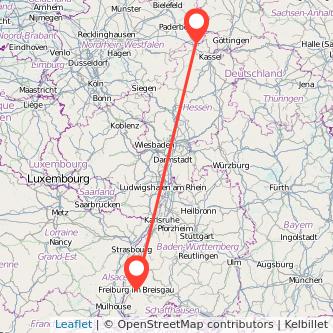 Freiburg im Breisgau Warburg Bahn Karte