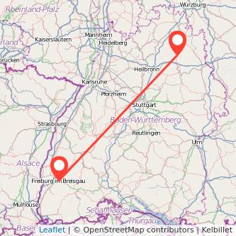 Freiburg im Breisgau Künzelsau Mitfahrgelegenheit Karte