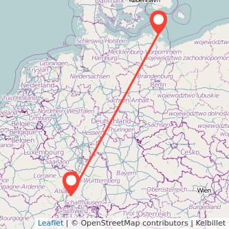 Freiburg im Breisgau Bergen auf Rügen Bahn Karte