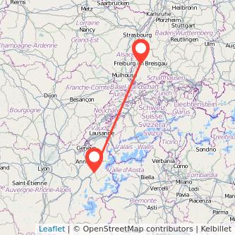 Freiburg im Breisgau Albertville Bahn Karte
