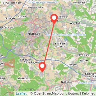 Fellbach Filderstadt Mitfahrgelegenheit Karte