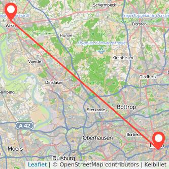 Essen Wesel Mitfahrgelegenheit Karte