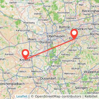 Essen Krefeld Mitfahrgelegenheit Karte