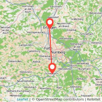 Erlangen Schwabach Mitfahrgelegenheit Karte