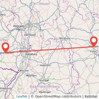 Erlangen Kaiserslautern Bahn Karte