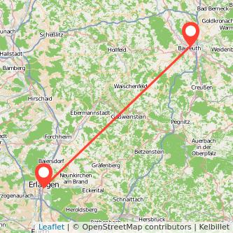 Erlangen Bayreuth Mitfahrgelegenheit Karte