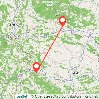 Eisenach Nordhausen Mitfahrgelegenheit Karte