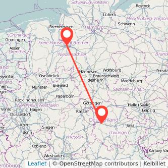 Eisenach Bremen Mitfahrgelegenheit Karte