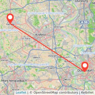 Düsseldorf Kempen Mitfahrgelegenheit Karte